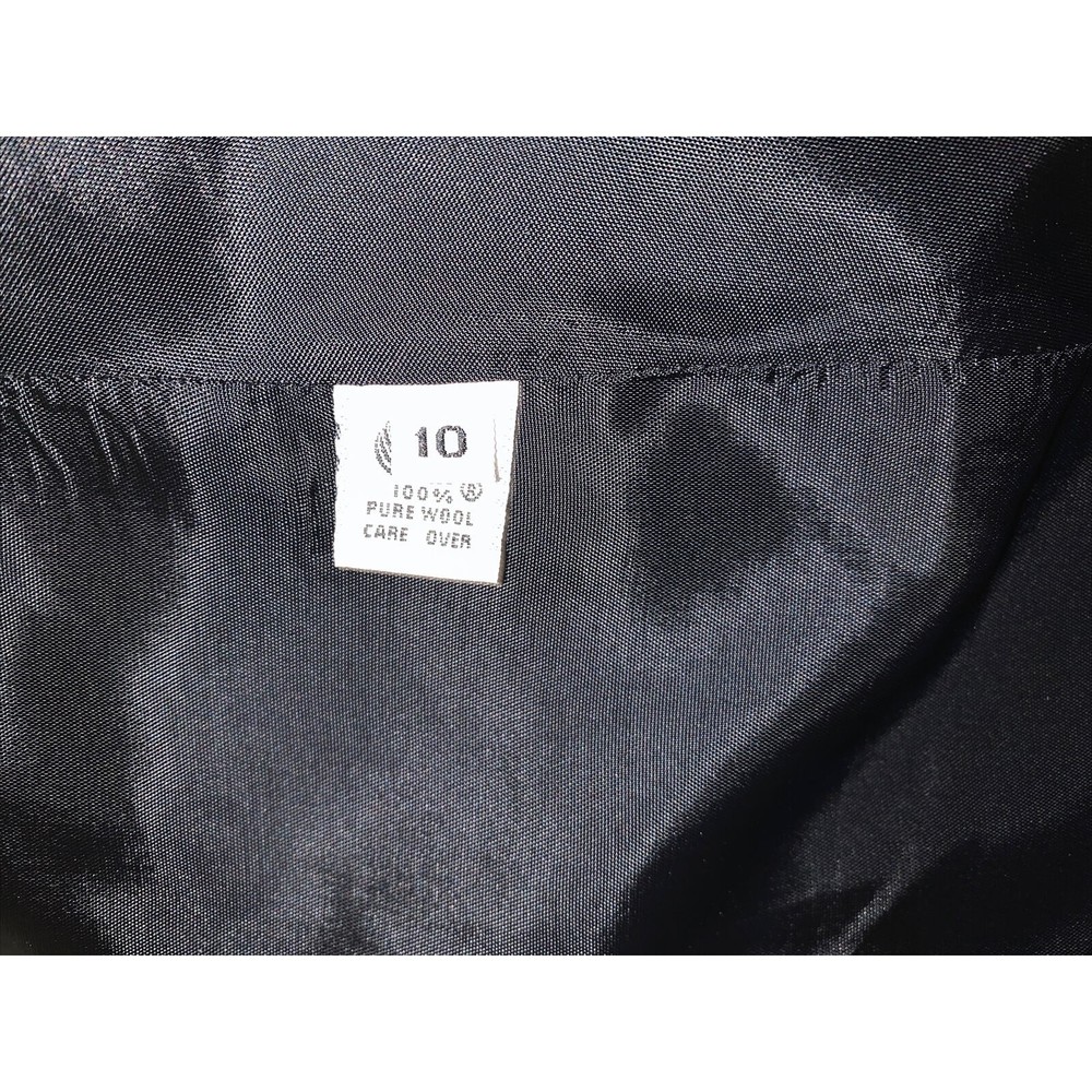 Vintage Women’s SZ 10 Coat Black Outdoor Cold Wool Double Breasted Knee Length - Picture 11 of 12